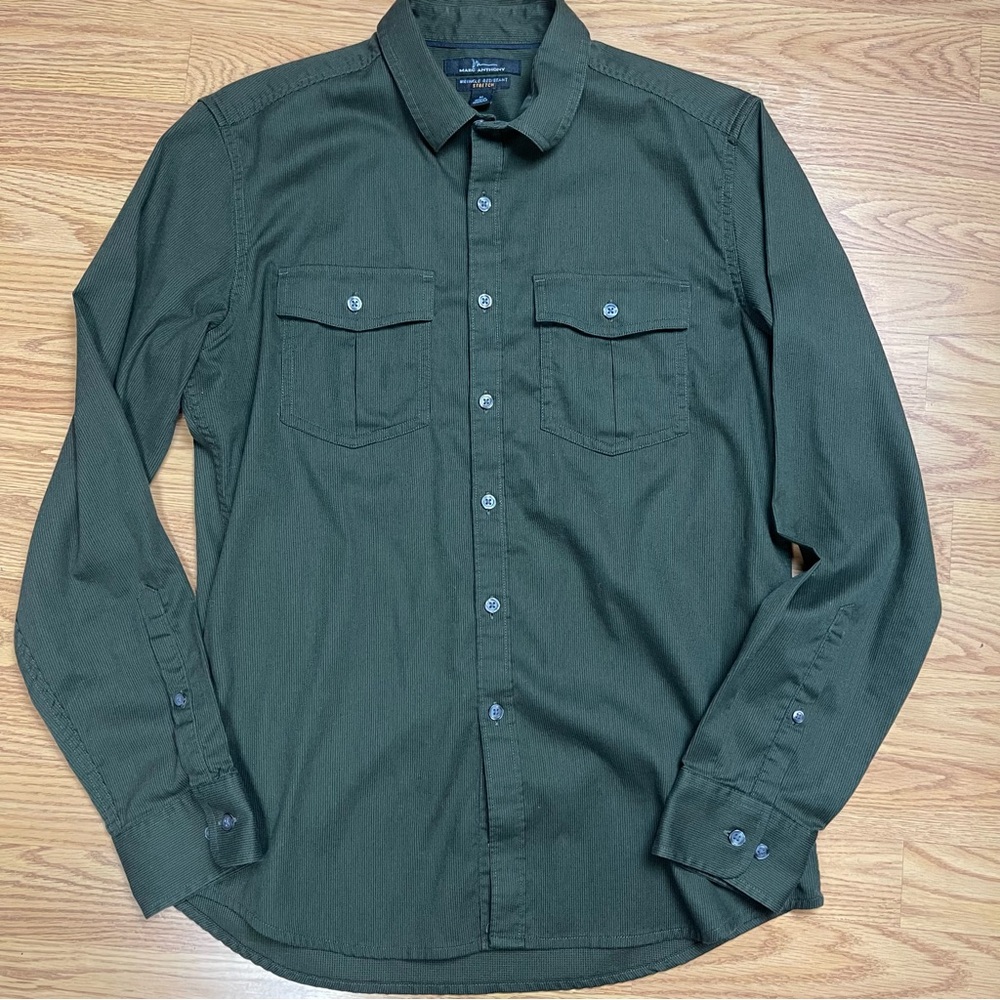 Marc Anthony Dark Green Casual Button-Down Shirt
